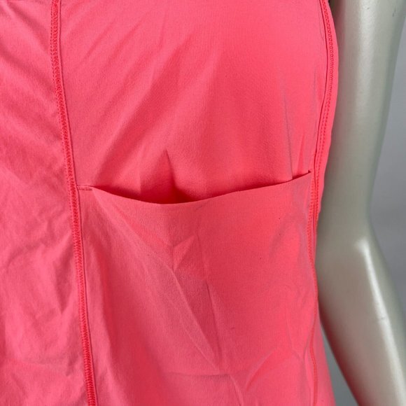 Lululemon Run For Your Money Tank Top‎ Women 6 Built in Bra Pocket Coral Neon - Picture 9 of 11